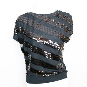 Joseph A. Black Dress Top with Sequins